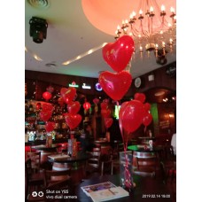 Heart shape helium balloon table centerpiece